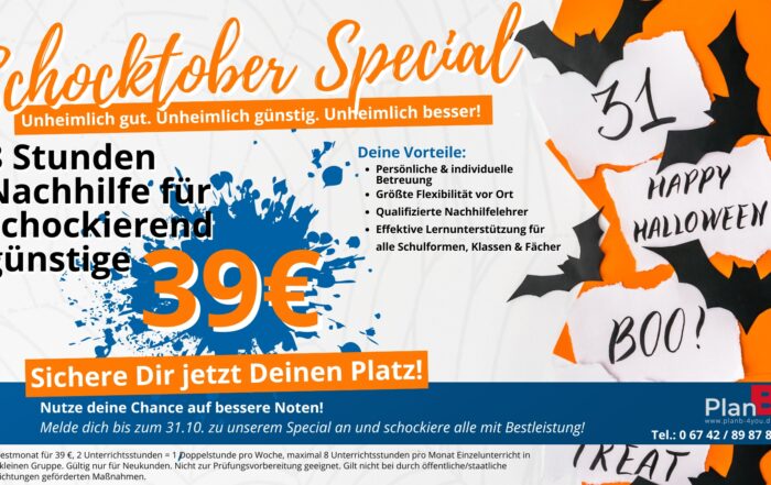 Das Schocktober Special an nachhilfe für den Oktober von Plan B Boppard